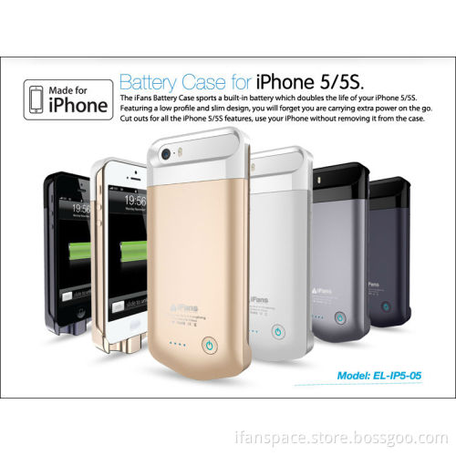 MFi power battery case for iPhone 5/5S mobile charger with 2200mAh capacity made in china
